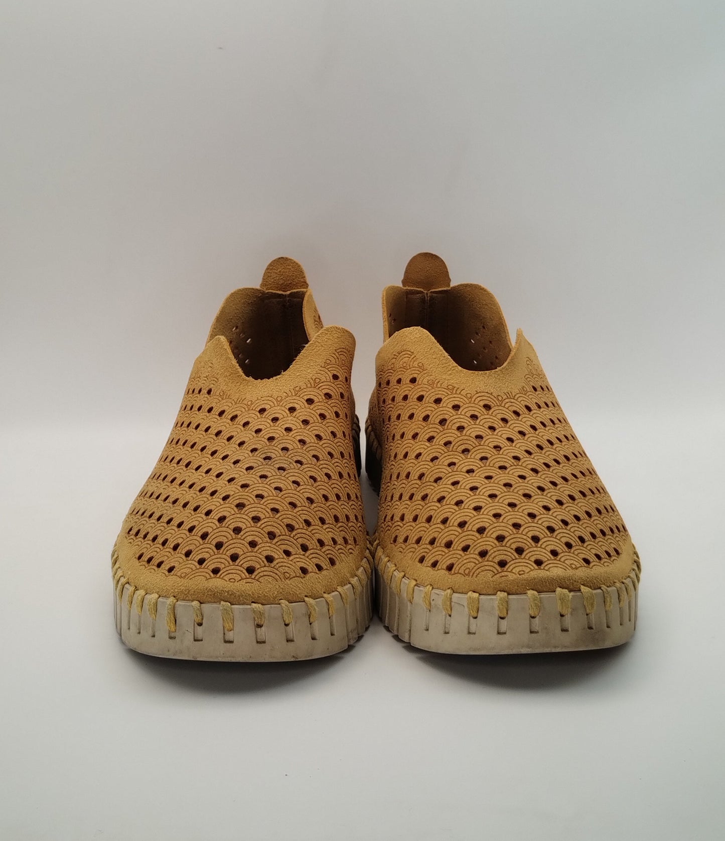 Ilse Jacobsen Hornback Tulip Mustard Perforated Slip On Shoes Size 38