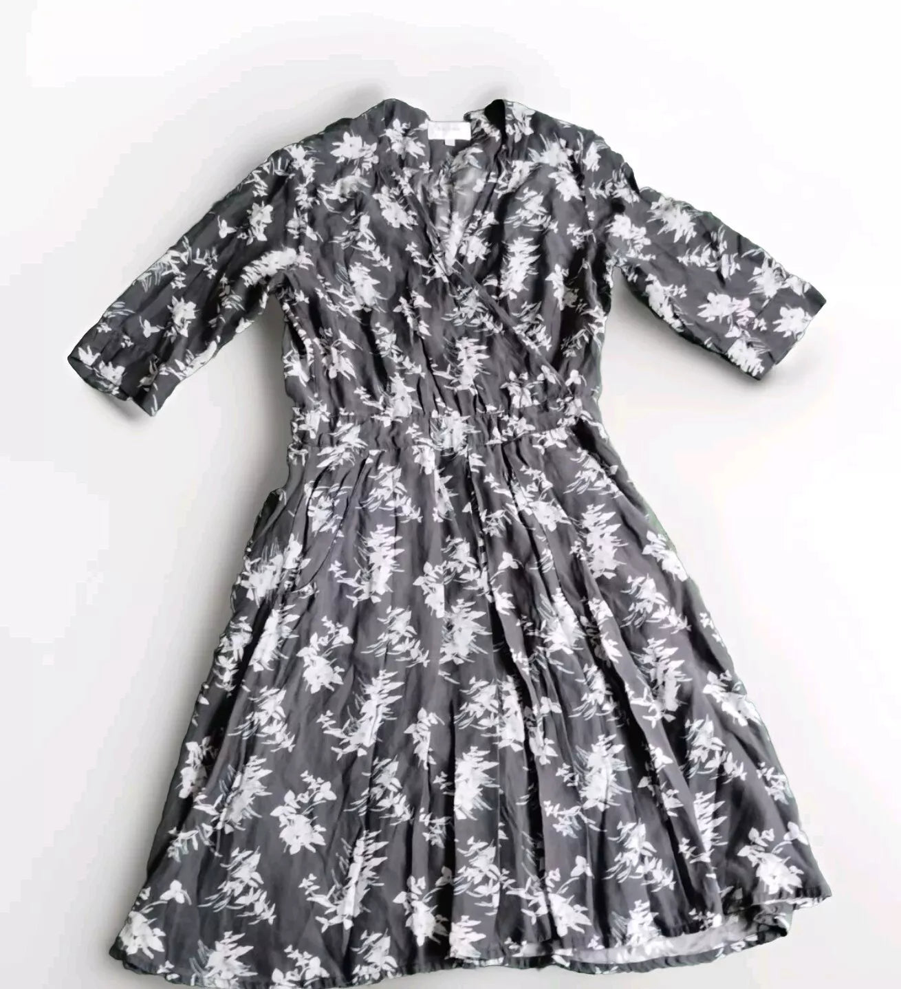 Brora Silk Dress Faux Wrap Fully Lined With Pockets Size 10