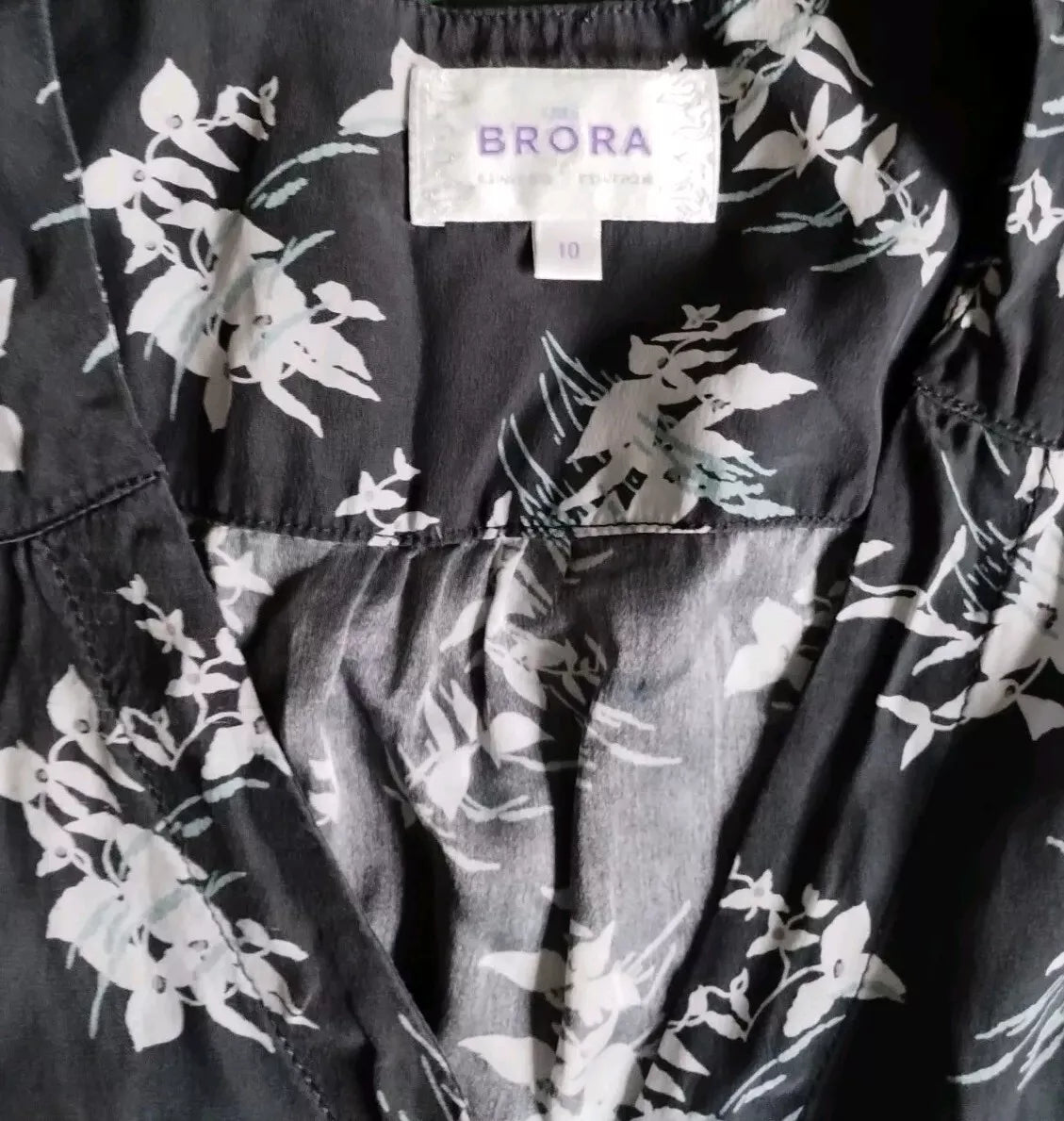 Brora Silk Dress Faux Wrap Fully Lined With Pockets Size 10