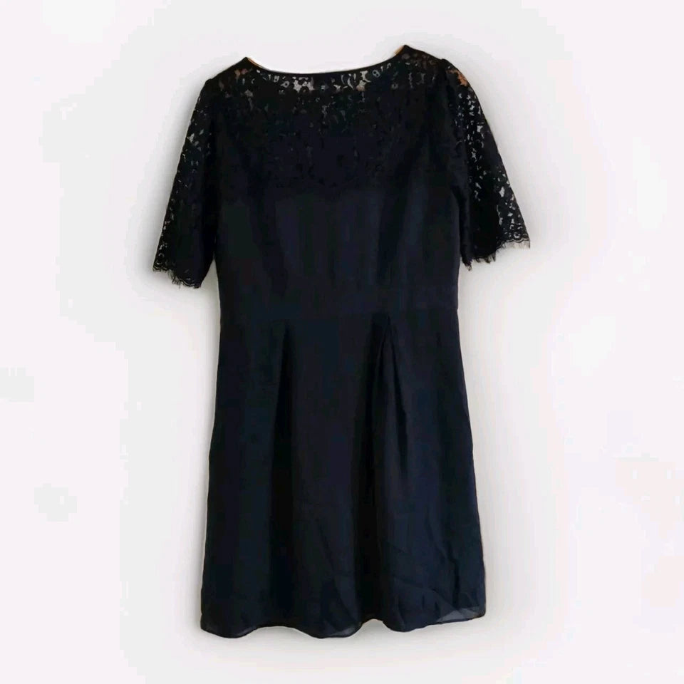 Somerset By Alice Temperley Silk Navy Lace Dress Size 14
